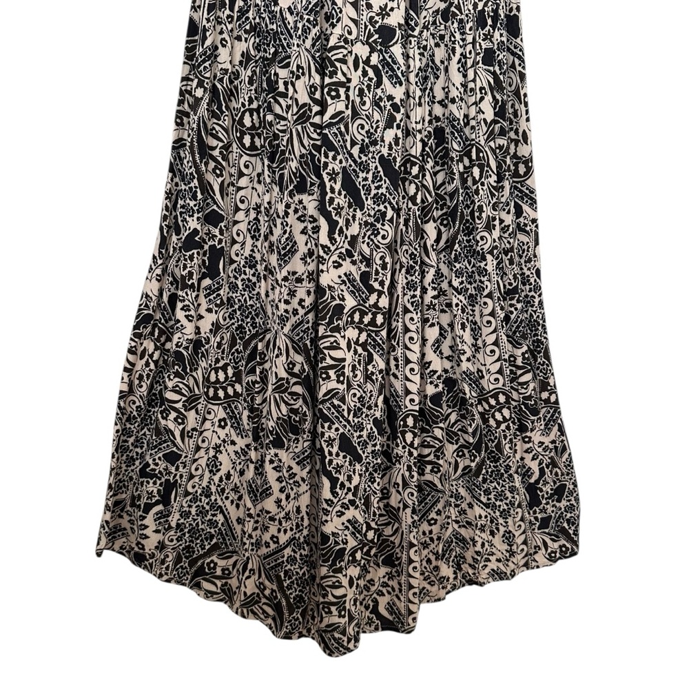 VICI Boho Halter Maxi‎ Dress Babydoll Black Cream Floral Resort Wear Beachy S - Picture 11 of 16